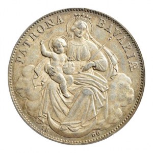 Bavorsko, Ludwig II. 1864-1886, tolar 1866, madona, AKS 176, Dav.611, patina, sbírkový
