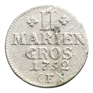 Prusko, Friedrich II. 1740-1786, 2 Mariengroschen 1752 F, Magdeburg v.Schr. 132