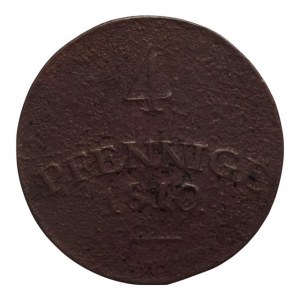 Sasko, Karl August 1775-1828, Cu 4 pfennig 1810 porézní střížek