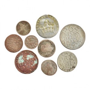 Německo do r. 1871, konvoluty , Lot 9 ks drobných mincí Německých zemí včetně Ag