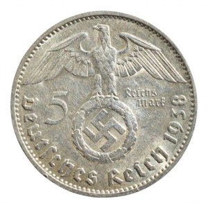 NĚMECKO III. ŘÍŠE, 5 marka 1938 J, Hindenburg, nep.rysky
