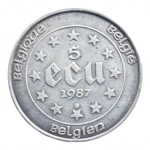 Belgie, 5 Ecu 1987, KM # 166, Ag833, 22.85g