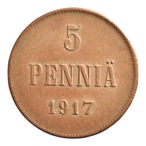 Finsko pod Ruskem, Mikuláš II. 1894 - 1917, 5 pennia 1917, KM# 15