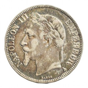 Francie, Napoleon III. 1852 - 1871, 5 Frank 1869 A, Paříž, KM.799.1, patina
