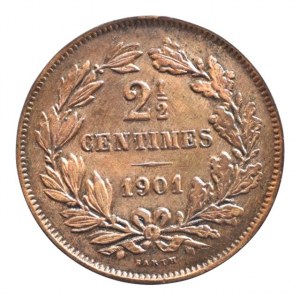 Lucembursko, 2 1/2 centimes 1901, lak.