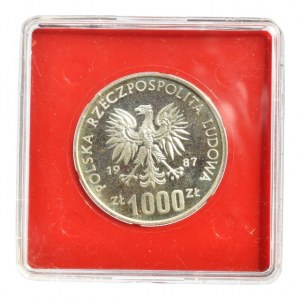 Polsko 1939-1990, 1000 zlotých 1987 - WratislawPRÓBA, orig.etue s červenou výplní