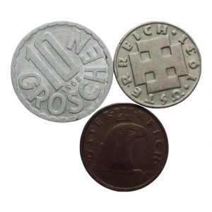 Rakousko - republika, 10 groš 1965, 5 groš 1931, 1 groš 1926 3ks