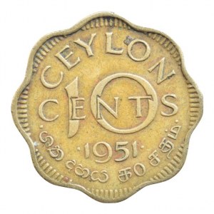 Ceylon, 10 cents 1951
