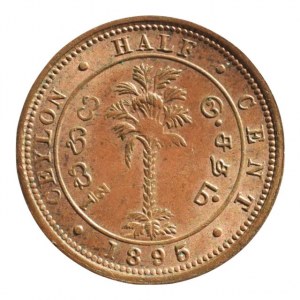 Ceylon, 1/2 cent 1895, KM #  91