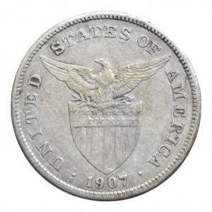 Filipíny - Americká administrativa (1903 - 1945), 1 peso 1907, Ag800, 20g, KM# 172