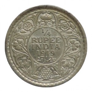 Indie, Jiří V. 1910-1936, 1/4 rupie 1919 Ag