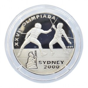 Kuba, 10 pesos 1997, XXVII. letní olympijské hry, Sydney 2000 - šerm, KM#591