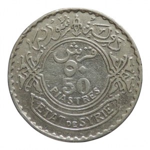 Sýrie, 50 Piastr 1933 Ag 680/1000