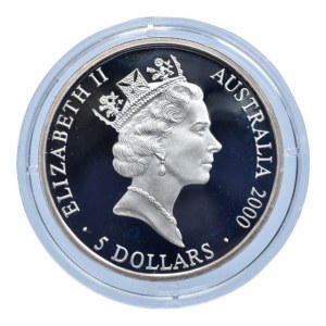 Austrálie, 5 dolar 2000 OH Sydney - Klokan, Ag999, 31.635g, kapsle