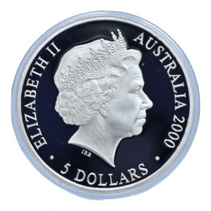 Austrálie, 5 dolar 2000 OH Sydney - Emu, Ag999, 31.635g,kapsle