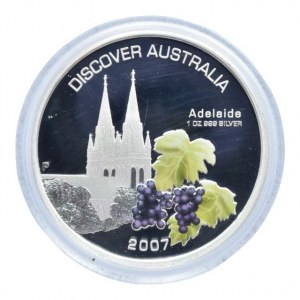 Austrálie, 1 dolar 2007 Oběvte Austrálii - Adelaide, Ag999, 31.1035g, kapsle, cert., orig.etue