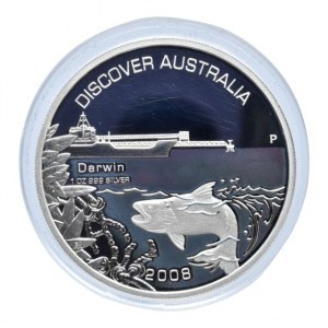 Austrálie, 1 dolar 2008 Oběvte Austrálii - Darwin, Ag999, 31.1035g, kapsle, cert., orig.etue