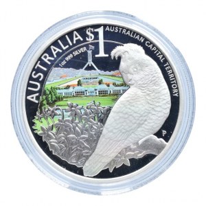 Austrálie, 1 dolar 2010, Australian Capital Territory, Ag999, 31.135g, kapsle, cert., orig.etue