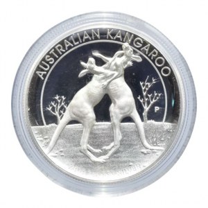 Austrálie, 1 dolar 2010, Kangaroo, Ag999, 31.1035g, 32.6mm, tloušťka 6mm!, kapsle
