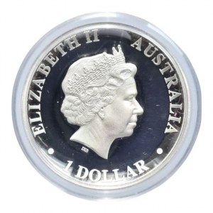 Austrálie, 1 dolar 2010, Kangaroo, Ag999, 31.1035g, 32.6mm, tloušťka 6mm!, kapsle