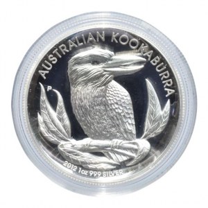 Austrálie, 1 dolar 2012, Kookaburra, Ag999, 31.1035g, 32.6mm, tloušťka 6mm!, kapsle