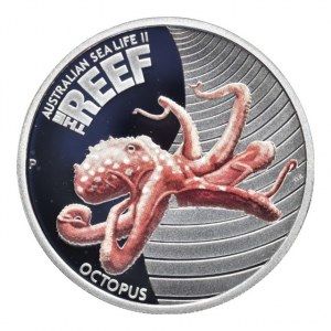 Austrálie, 50 cent 2012 Australian Sea Life II - Octopus / Chobotnice, 15.591g, čtvercová kapsle