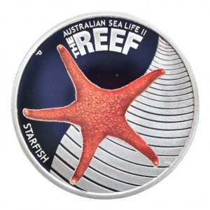 Austrálie, 50 cent 2013 Australian Sea Life II - Starfish / Hvězdice, Ag999, 15.573g, čtvercová kapsle