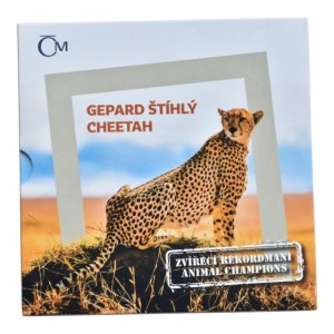 ČR/Niue Island, 1 dolar 2019 - Zvířecí rekordmani - Gepard Štíhlý, Ag 999, 31.1g, 37mm, patinováno, kapsle, orig.obal