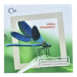 ČR/Niue Island, 1 dolar 2019 - Zvířecí rekordmani - Vážka Dragonfly, Ag 999, 31.1g, 37mm, patinováno, kapsle, orig.obal