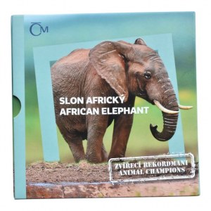 ČR/Niue Island, 1 dolar 2020 - Zvířecí rekordmani - Slon Africký, Ag 999, 31.1g, 37mm, patinováno, kapsle, orig.obal
