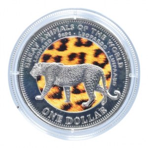 Fiji, 1 dolar 2009 Leopard, barevná mince, kapsle