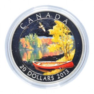 Kanada, 20 dolar 2013 Autumn Bliss, stříbrná barevná mince, Ag999, 31.39g, kapsle, cert., orig.etue