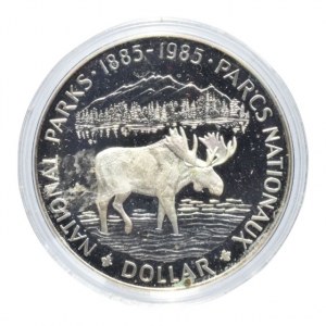 Kanada, 1 dolar 1985, 100. výročí národních parků, Ag500, 23.32g, kapsle