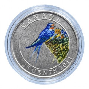 Kanada, 25 cent 2011 Barn Swallow, barevná mince, kapsle, cert., orig.etue