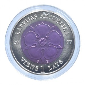 Lotyšsko, 1 lat 2007, mince času, bimetal, Ag900, Niob900, 17.15g, kapsle, cert., orig.etue