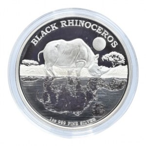Niue, 2 dolar 2014 Black Rhinoceros, Ag999, 31.1g, kapsle, cert., orig.etue