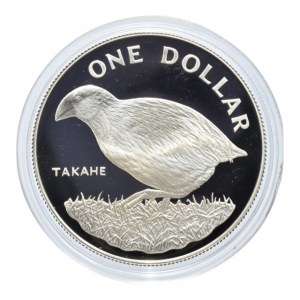 Nový Zéland, 1 dolar 1982, Takahe Bird, Ag925, 27.2g, kapsle