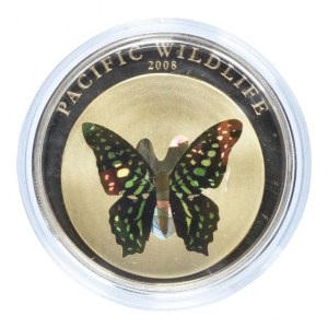 Palau, 5 dolar 2008, Zelenočerný motýl, Ag925, 25g, kapsle