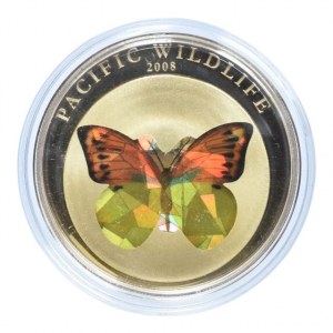 Palau, 5 dolar 2008, Oranžovožlutý motýl, Ag925, 25g, kapsle