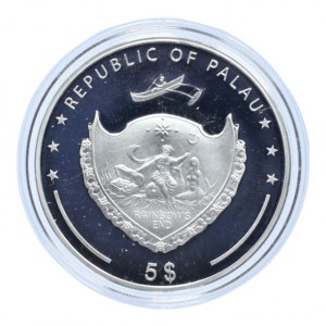 Palau, 5 dolar 2008, Modrý motýl, Ag925, 25g, kapsle