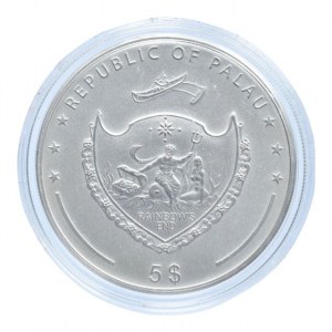 Palau, 5 dolar 2009, Kokos, Ag925, 25g, kapsle