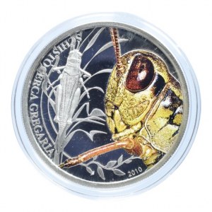 Palau, 2 dolar 2010, Pouštní saranče, Ag925, 15.5g kapsle