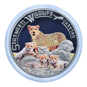 Tanzanie, 1000 shilling 2013 Serengeti Wildlife Cheetah, Ag925, 20g, kapsle, cert., orig.etue