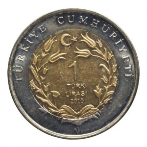 Turecko, 1 lira 2010, Turecký kangalský pes, bimetal, kapsle