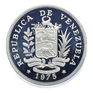 Venezuela, 50 bolivars 1975, pásovec, Ag925, 35g, kapsle