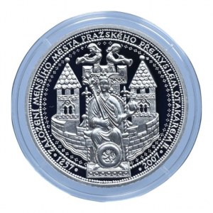 Oppl V. - AR medaile 2008 - 750 let od založení Menšího Města pražského Přemyslem Otakarem II. , Ag999, 37mm, 31.1g, kapsle, etue, certifikát