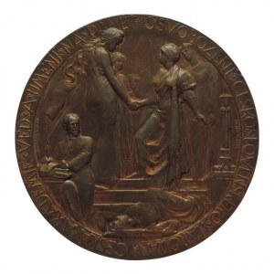Šejnost, J., TGM prezident ČSR, poprsí doleva, opis / ČAVU prezidentu TGM, na paměť osvobození, Bz 70 mm, sign., Floos 18, B.052b