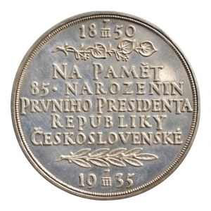 Španiel O. - na 85.narozeniny 1935, poprsí zprava, opis / 7-řádkový nápis, ratolesti, Ag lesklé 50mm, 49.06g, punc, sign., patina