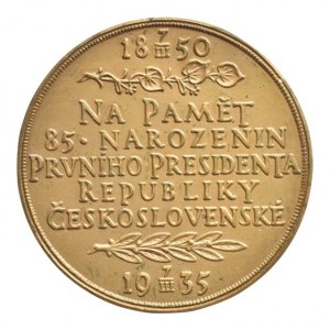 Španiel O. - na 85.narozeniny 1935 - poprsí zprava, opis / 7-řádkový nápis, ratolesti, Sign., bronz 50 mm