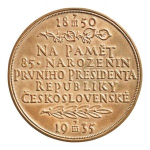 Španiel O. - na 85.narozeniny 1935 - poprsí zprava, opis / 7-řádkový nápis, ratolesti, Sign., bronz 50 mm